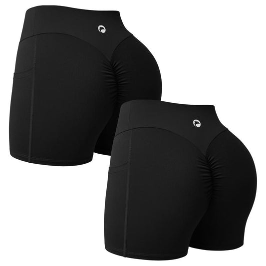 OQQ Women'S High-Waisted Yoga Shorts Side Pocket Design Fitness Shorts Running Yoga Gym Shorts Basic Minimalist Bottoms