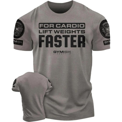 093. for Cardio Lift Weights Faster Funny Workout Gym T-Shirt for Men